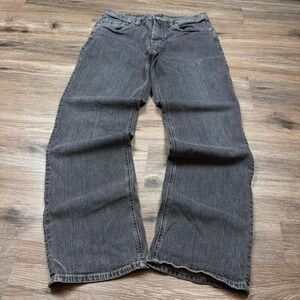 faded black relaxed fit heavy denim jeans